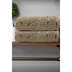 Mira Home 2 Li Jakarlı Kadife Yaprak Desenli Lüks El Yüz Havlu Seti 50 x 90  cm   Pamuklu