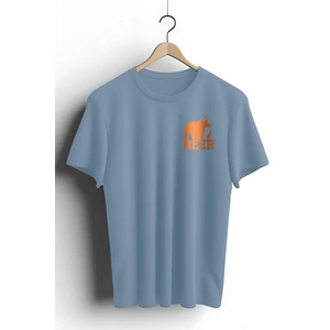 Unisex T-Shirt, Bear Beer Tasarım Baskılı, Regular,  Pamuk, Royal Mavi T-Shirt NO:00207