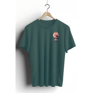 Unisex T-Shirt, Animals, Retro Kuğu Tasarım Baskılı,oversize, Yeşil T-Shirt No: 00535