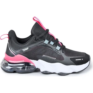 30906 Kadın Aırtube Taban Sneaker Ayakkabı Siyah - Fuşya