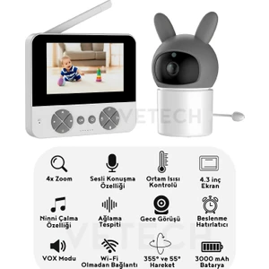 Bebek Kamerası Tablet Ekranlı Gece Görüşlü Oda Sıcaklığı Takibi Bebek Odası Kamerası