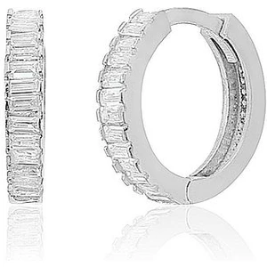 Zanaat Silver 925 Ayar Gümüş Baget Taşlı Halka Küpe 12 mm Gümüş Renk