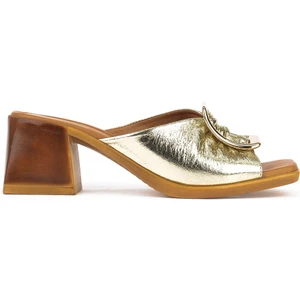 Kadın  Deri Topuklu Terlik 151992Z19008 Altın