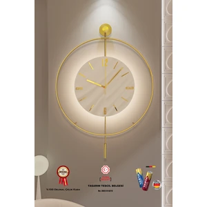 (Büyük Boy-50*75 cm) Timelles Kristal- (Quartz Mekanizmalı)-(Abs Nano Göbek )-Pilli LED - Metal Duvar Saati