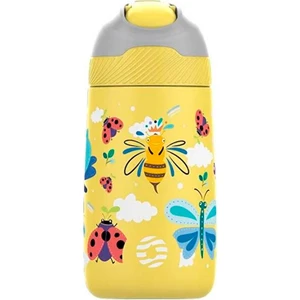 Çelik Pipetli Çocuk Termos Matara 350ML Sarı Arı