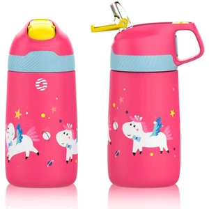 Çelik Pipetli Çocuk Termos Matara 350ML Pembe