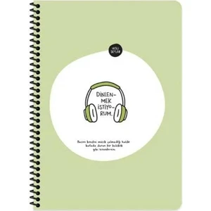 Hisli Şeyler Kareli Spiralli Stickerli Defter Dinlenmek Istiyorum 16 5 x 22 5
