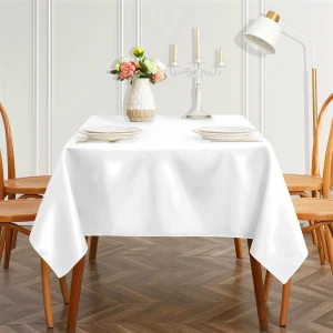 Düğün , Otel , Restoran , Parti Masası Için  Parlak Saten Beyaz Masa Örtüsü