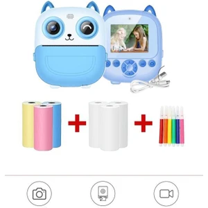 Cmr-21 Mavi Dijital Video Kayıt Fotoğraf App Destekli Çocuk Kamerası Termal Resim Kağıt Baskılı Yazıcı