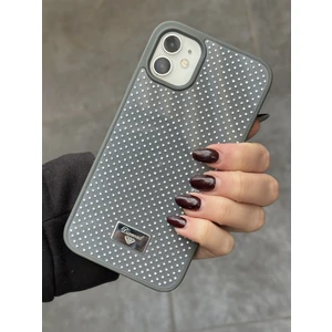 Paladyum Case iPhone 11 Uyumlu Elmas Pırlanta Taşlı Gri Kılıf