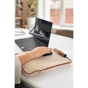 Mousepad Bilek Destekli Ped/yastık Tablet Telefon Standı Yıkanabilir Kumaş Deri Detaylı Bej