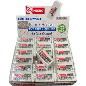 Silgi PVC İçermeyen 36 Adet İz Bırakmayan Silgi Paketi 3x1 cm Boyutunda