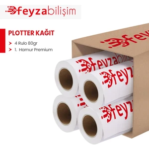 ® 1.hamur Premium Opak 80 gr Plotter (Çizim) Kağıdı 91.4cm x 100MT (4 Rulo)