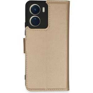  Vivo Y16 Kılıf Cüzdanlı Kapaklı Kılıf - Gold