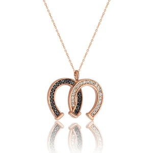 Zanaat Silver 925 Ayar Gümüş Rose At Nalı Kolye Gümüş Çift Nal Şans Kolyesi Rose Renk Tek Ebat Beden