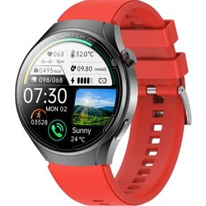 X6 Color One Red 54 mm Akıllı Saat Uyku Şeker Tansiyon Ölçümü Apple Store ve Google Play Store Özel Uygulaması ile Sağlık ve Spor Takibi