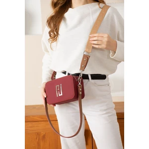 Just Polo Kadın Bordo Taba Çapraz Askılı 2 Bölmeli Kutu Mini Omuz ve El Çantası PBU5024