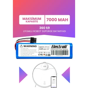 360 S9 Uyumlu Batarya (MAKSİMUM KAPASİTE) 7000mah Pil Robot Süpürge Bataryası Değişimi 360rcs9us
