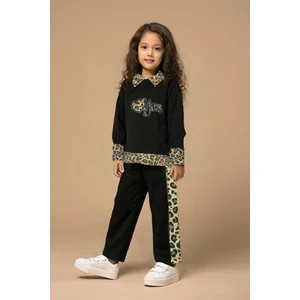 Trend Bebe Butik Kız Çocuk Leopar Desenli 2'li Eşofman Takımı
