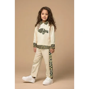 Trend Bebe Butik Kız Çocuk Leopar Desenli 2'li Eşofman Takımı