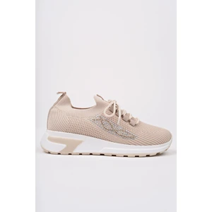 Martha Kadın Kalın Taban Günlük Triko Taşlı Bağcıklı Sneaker Spor Ayakkabı