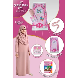 İhvan Online Çantalı Kız Çocuk Namaz Elbisesi, Isimli Seccade, Tesbih ve Namaz Öğreniyorum Kitabı Seti