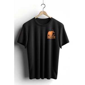 Unisex T-Shirt, Bear Beer Tasarım Baskılı, Regular,  Pamuk, Siyah T-Shirt NO:00207