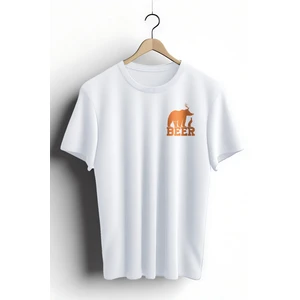 Unisex T-Shirt, Bear Beer Tasarım Baskılı, Regular,  Pamuk, Beyaz T-Shirt NO:00207