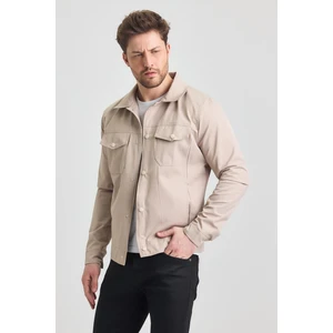 Krem Erkek Pamuk Polyester Karışımlı Su ve Rüzgar Geçirmez Mevsimlik&yazlık Mont