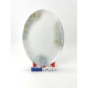 Mavi Desenli 32 cm Oval Kayık Tabak Tekli