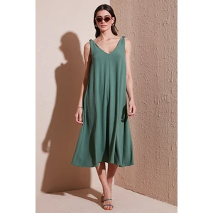 Oversize Fit V Yaka Midi Boy Basic Elbise Bayan Elbise 6788688