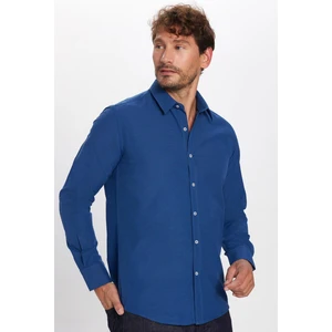Modern Slim Fit Dar Kesim Armürlü Erkek Gömlek