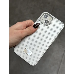 Paladyum Case Apple iPhone 13 ve 14 Uyumlu Elmas Pırlanta Taşlı Gümüş Kılıf