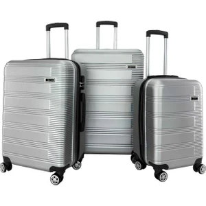 3'lü Valiz Seti ABS Valiz 4x2 Teker Gri 1451
