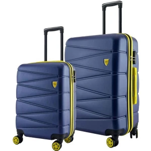 Orta Ve Kabin Boy 2'li Valiz Seti  4x2 Teker Mavi 1164