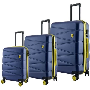 3'lü Valiz Seti ABS Valiz 4x2 Teker Lacivert 1164