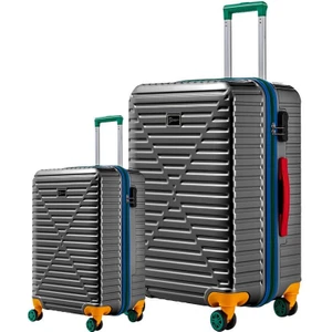 Büyük Ve Kabin Boy 2'li Valiz Seti %100 Polikarbon Valiz 4x2 Teker Antrasit 1088