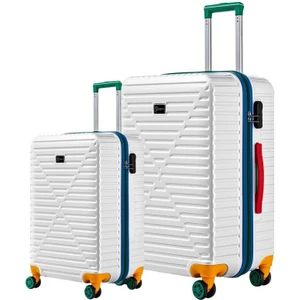 Orta Ve Kabin Boy 2'li Valiz Seti %100 Polikarbon Valiz 4x2 Teker Beyaz 1088