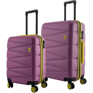 Orta Ve Kabin Boy 2'li Valiz Seti  4x2 Teker Pembe 1164