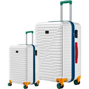 Büyük Ve Kabin Boy 2'li Valiz Seti %100 Polikarbon Valiz 4x2 Teker Beyaz 1088