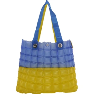 Kadın Plaj Çantası Sarı Mavi Şişme Omuz Çanta Plj06