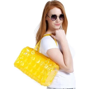 Kadın Plaj Çantası Sarı Şişme Omuz Çanta Plj04