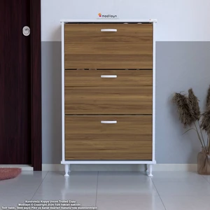 Modilayn VARBİ Kapı Önü 52 x 127 x 25, 5 cm’ lik 3 Düşer Kapak 6 Göz Bölmeli Ayakkabılık