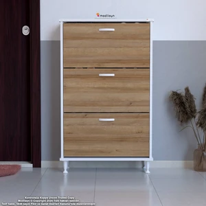 Modilayn VARBİ Kapı Önü 52 x 127 x 25, 5 cm lik 3 Düşer Kapak 6 Göz Raf Bölmeli Ayakkabılık