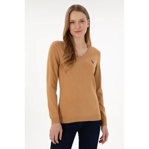 U.S. Polo Assn. Kadın Camel Melanj Kazak /Triko 50293542-VR122