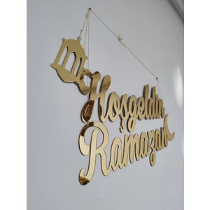 Hoşgeldin Ramazan Duvar Süsü 40  cm  Gold Pleksi