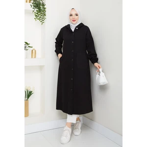 Pamuk Butik Kadın Apoletli Kapüşonlu Denim Kot Kap -PMK395