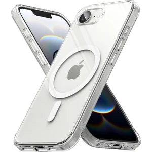 M.TK Moveteck Apple iPhone 16E Kılıf Magsafe Wireless Kablosuz Şarj Destekli Sert Silikon Şeffaf Kapak Manyetik