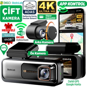 360+ G980H Pro ADAS Ön Gerçek 4K UHD Arka 2K QHD 170° Geniş Açı Lens Gece Görüşü Gps+WiFi Araç İçi Kamera (64GB HAFIZA KARTI HEDİYELİ)