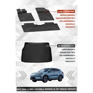 Byd Seal U Dm-i 2024+ Uyumlu 4.5D SAHLER Premium Paspas + Liner Marka 3D ÜST Bagaj Havuzu - BYD Seal U DM-i